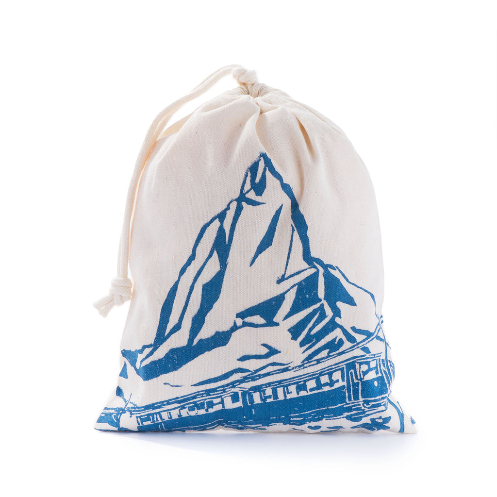 Arvenkissen Pinus Cembra Matterhorn Blau (Handgeschnitzter Linoldruck)
