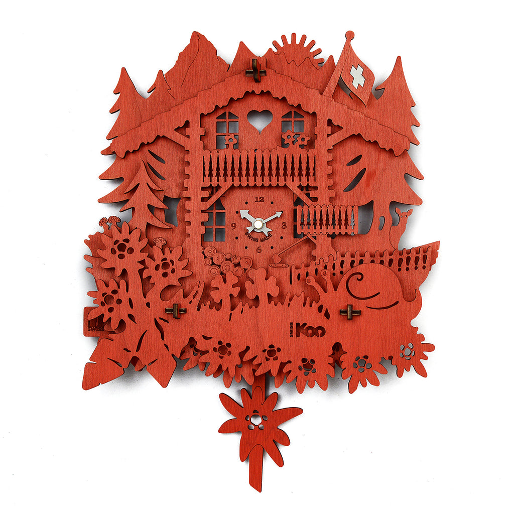 Wanduhr KooClock Rot