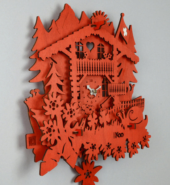 Wanduhr KooClock Rot